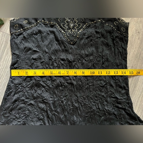 Vintage y2k xhilaration sequin and lace trimmed crinkle layering top size M - Picture 7 of 8